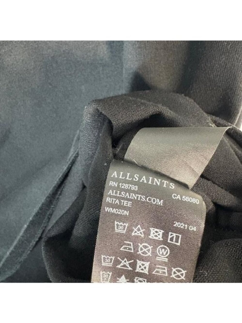 AllSaints Shirt Womens XS Black Rita Tee Long Sleeve Drop Shoulder Relaxed - Picture 4 of 8